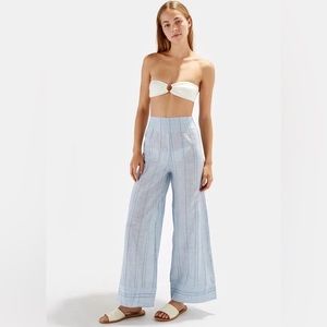 Solid and Striped wide legged pants in blue with a skinny stripe | size M